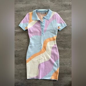 Steve Madden Pink and Blue Sheath Mini Dress